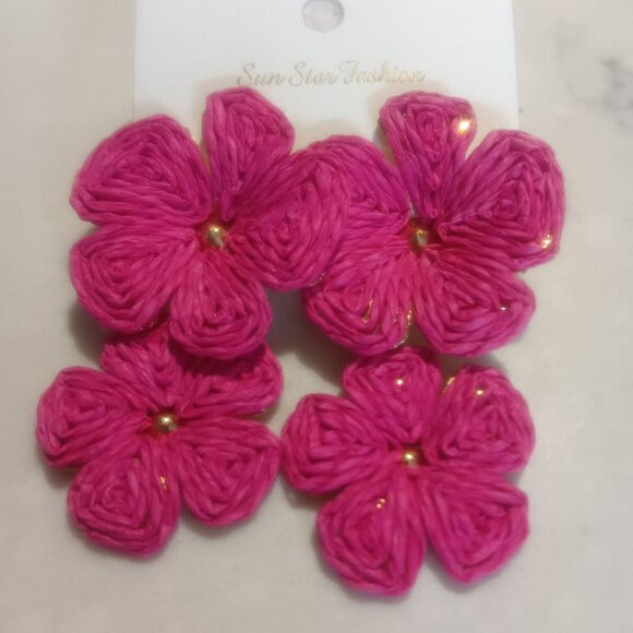 Large flower earrings in two colors - Picture 2 of 2
